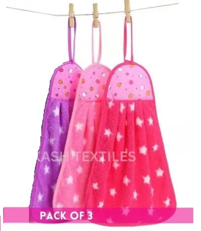 Microfibre Printed Hand Towels, Multicolor, Pack of 3