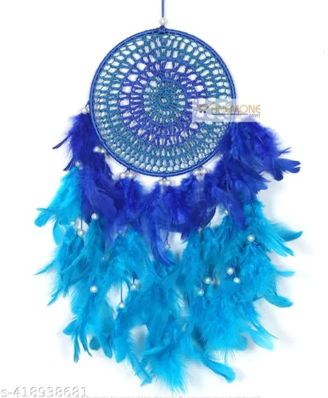 Feather Wall Hanging Dream Catcher, Blue