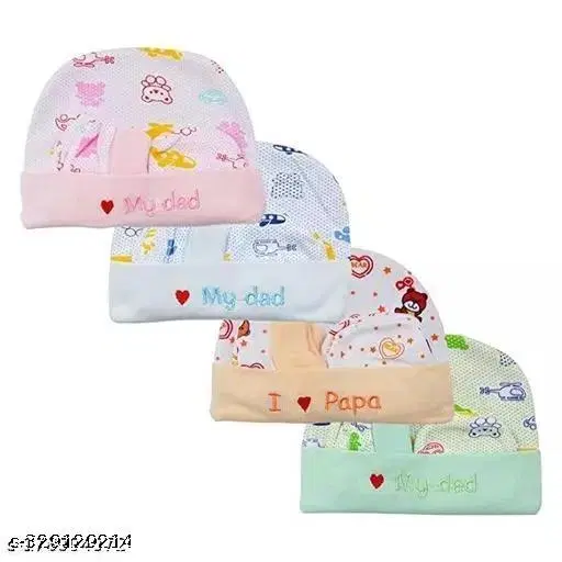 Printed Cap for Kids, Pack of 4 (Multicolor)