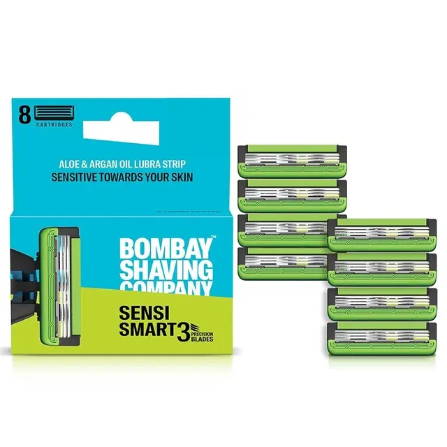 Bombay Shaving Company Sensi Smart 3 Razor Cartridge | Pack Of 8 Blades