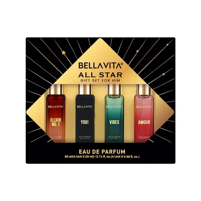 Bella Vita All Star Perfume Gift Set For Men 4x20 ml (Set Of 4)
