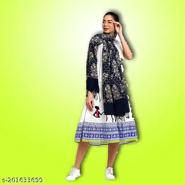 Satin Scarf for Women (Black, 1.8 m)