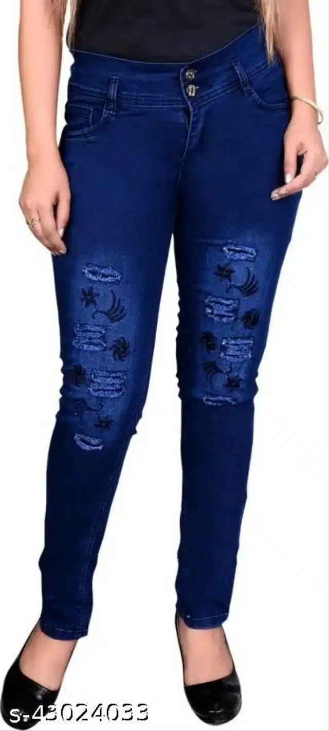 Denim Jeans for Girls (Blue, 1-2 Years)