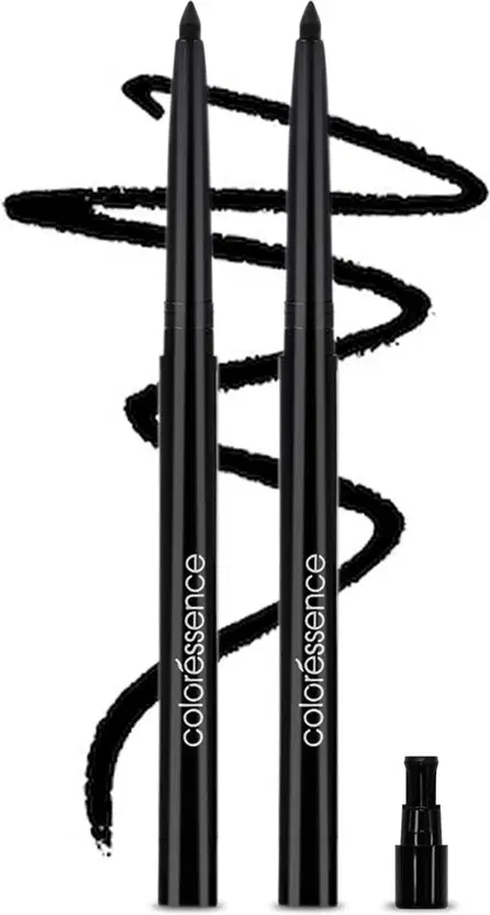 Coloressence Kajal Pencil Combo Waterproof Smudge Proof Long Lasting Mild Roll-On Pencil (Black) (0.25g) Pack Of 2