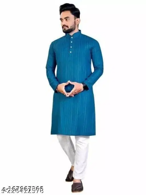 Kurta for Men (Blue, M)