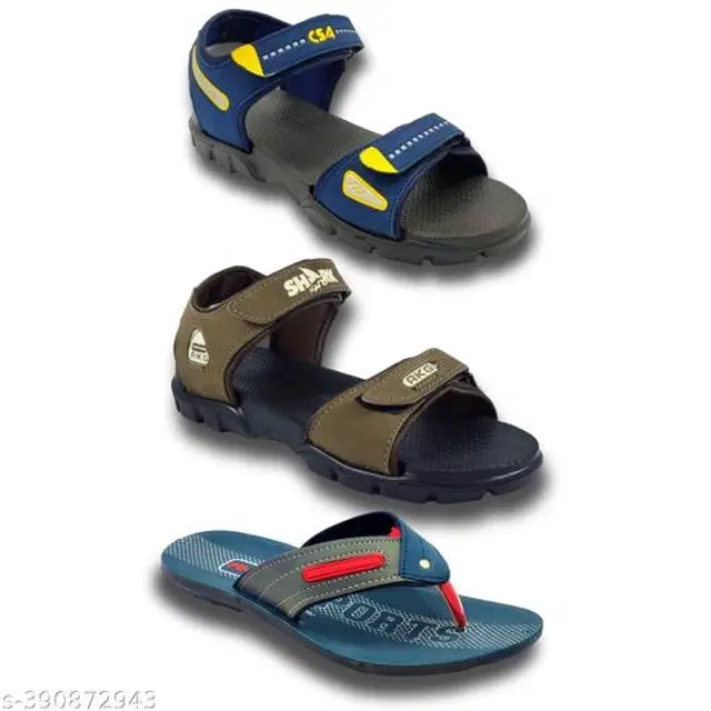 Sandals with Flipflop for Men, Pack of 3 (Multicolor, 6)