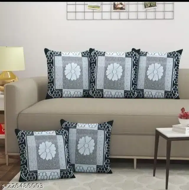 Cushion Covers Set, Black, 16X16 inches, Pack of 5