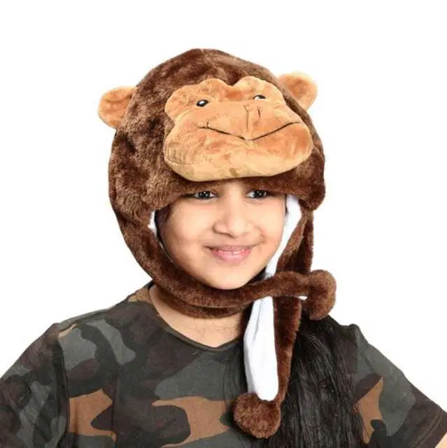 Unisex Plush Animal Warm Ski Caps, Pack of 1 (Brown, 3-8 Years) (SE-5)