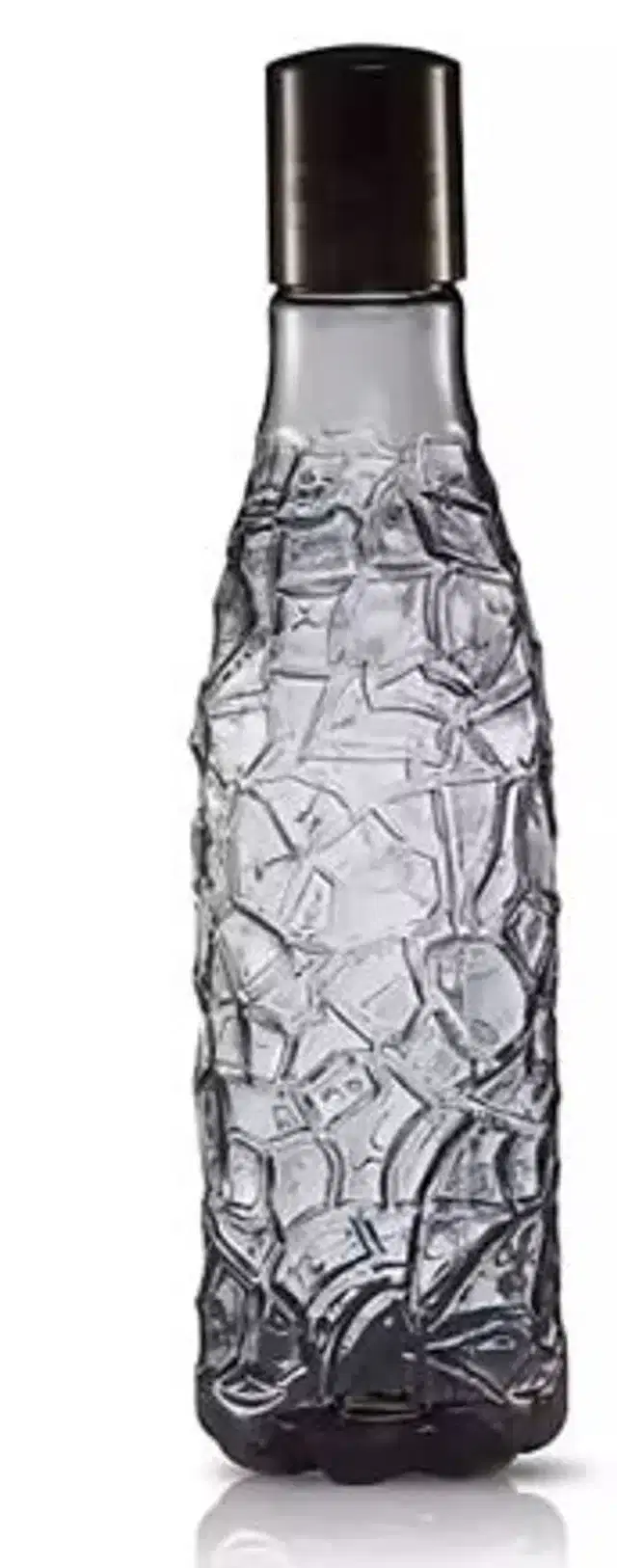 Diamond Cut Design Plastic Water Bottles, Black