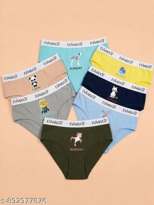 Printed Hipster Panties for Women, Pack of 7 (Blue, 28)