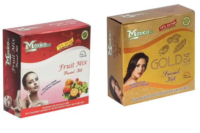 Maxico Herbs Gold & Fruit Mix Facial Kits, Pack of 2