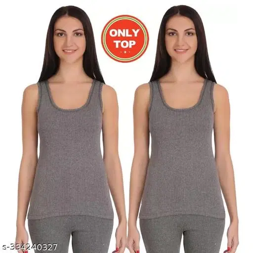 Woolen Thermal Top for Women, Pack of 2 (Dark Grey, XS)