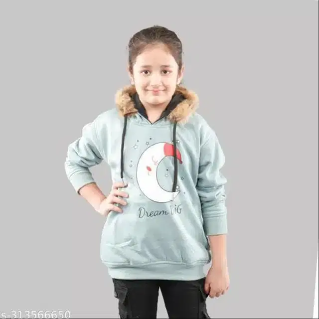 Full Sleeves Hoodies for Girls (Sea Green, 4-5 Years)