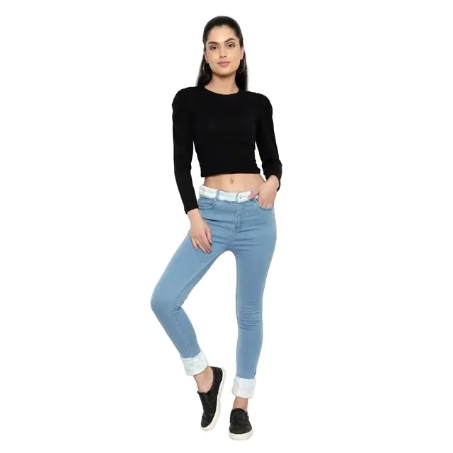 Denim Straight Fit Jeans For Women, LIGHT BLUE (28)