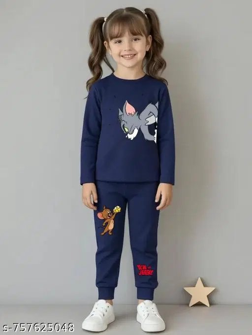 Cotton Blend Clothing Set for Girls, Navy Blue (5-6 Years)