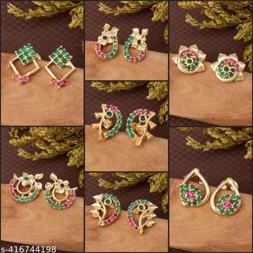Gold-Plated Earrings/Studs/Bali Combo For Women'S/Girls