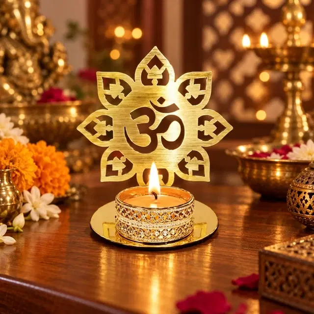 Shadow Diya Om Mandala 1 Pc, Decorative Light For Pooja, Home Temple, Festival & Diwali