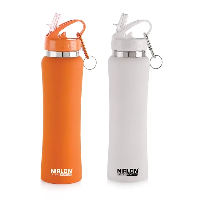 Nirlon Stainless Steel Sipper Water Bottle, Multicolor, 750 ml, Pack of 2
