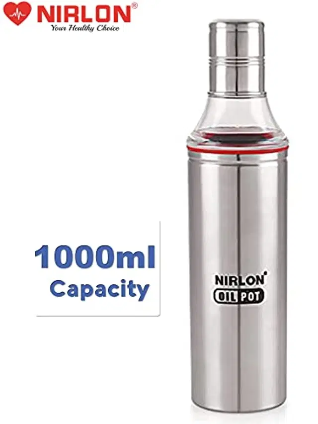 Nirlon Stainless Steel Oil Dispenser, Silver, 1000 ml