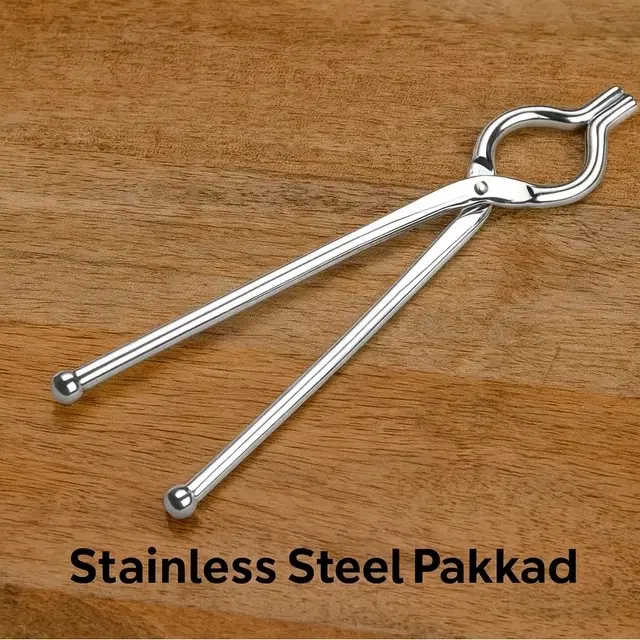 Stainless Steel Pakkad, Sansi, Tong, Kitchen Tool Pincer, Chimta, Utility Holder, Silver