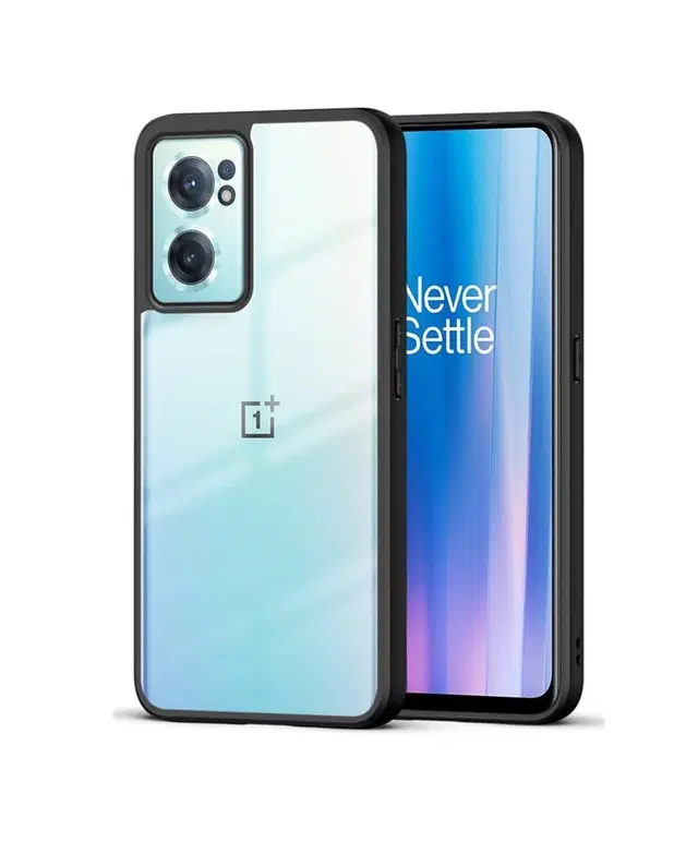 Aramid Fiber Transparent Hybrid Hard Bumper Mobile Back Cover for OnePlus Nord CE 2 5G, Black