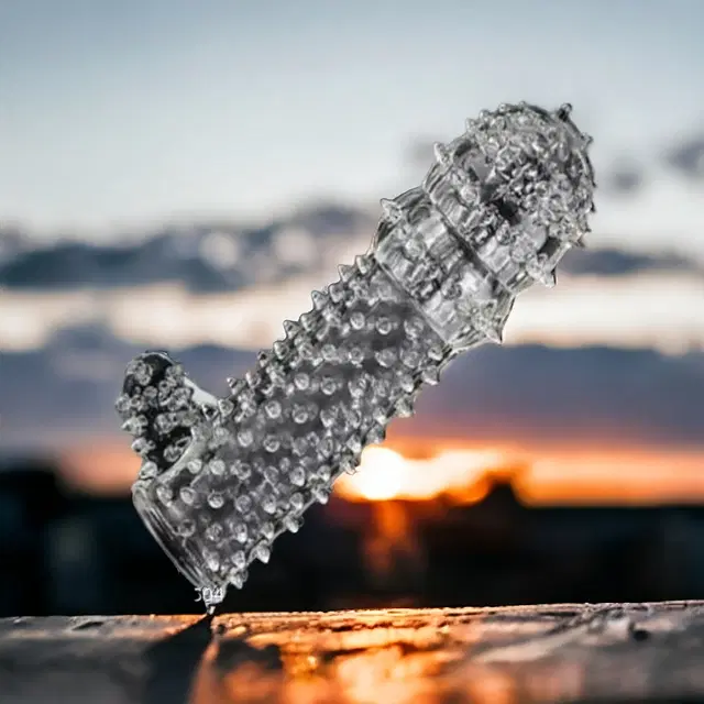 A R Silicone Crystal Dotted Condom for Men, Transparent