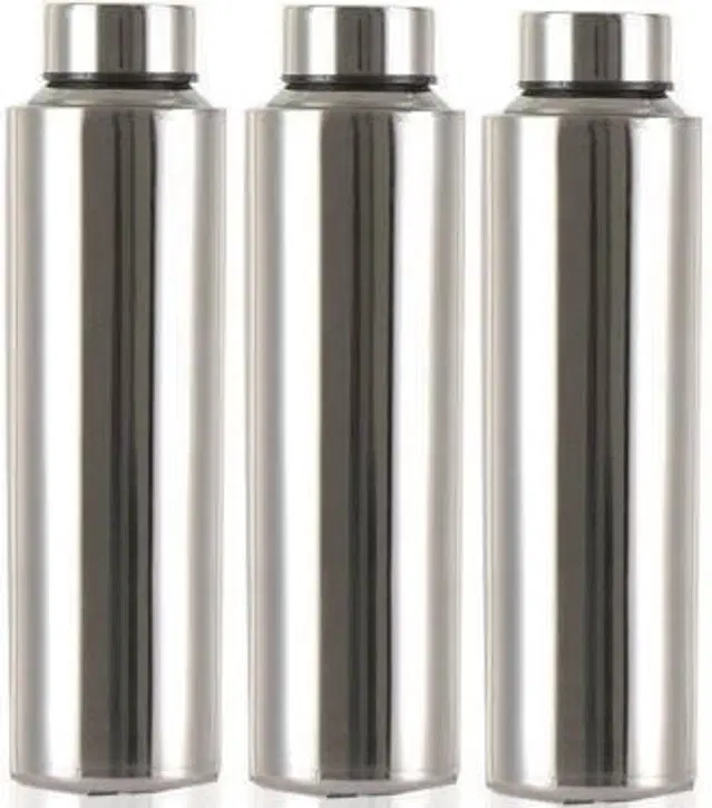 Stainless Steel Water Bottle, Silver, 1000 ml, Pack of 3