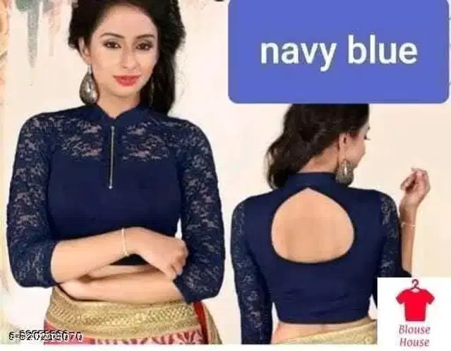 Three-Quarter Sleeves Blouse for Women (Navy Blue, 28)
