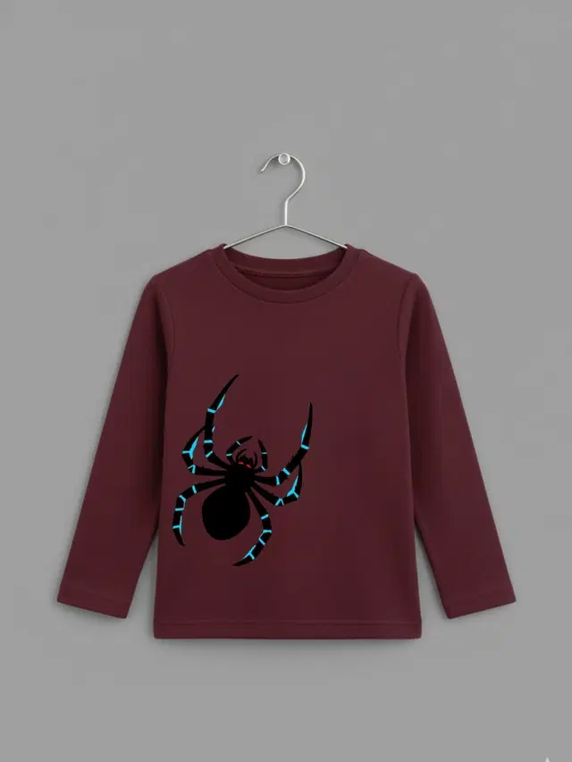 Cotton Printed T-Shirt For Kids, Maroon, 2-3 Years, Pack Of 1