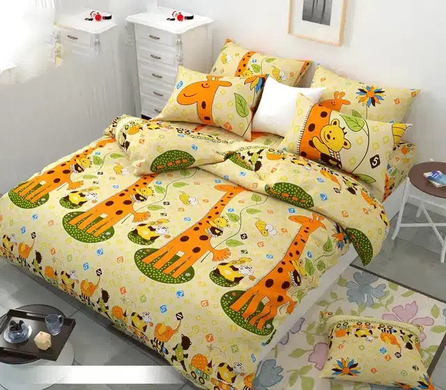 Glace Cotton Queen Size Bedsheet with 2 Pillow Cover, Multicolor, 90x90 inches