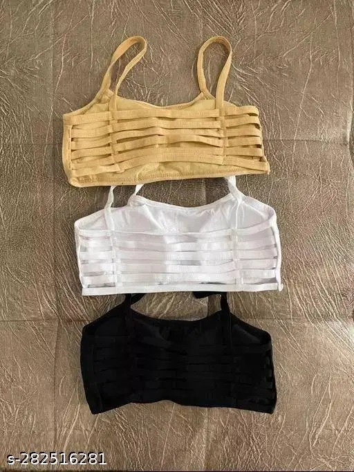 Cotton Bra for Women, Multicolour, Pack of 3 (28B)