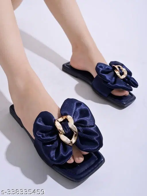 Solid Square Toe Flatform Sandals for Women (Blue, IND-3)