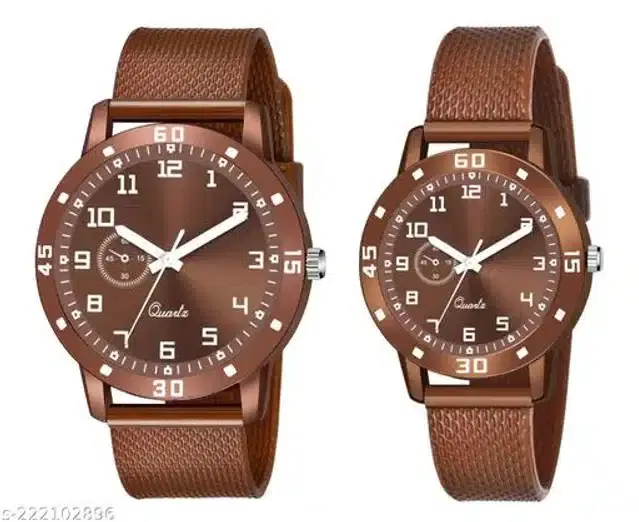 Analog Watch for Couple, Pack of 2 (Multicolor)