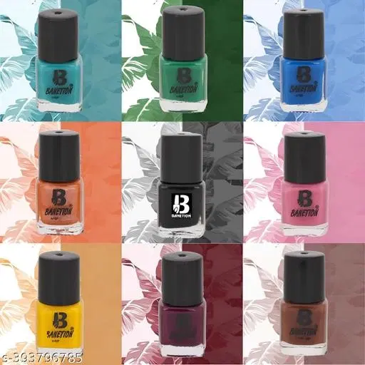 Banetion Matte Nail Polish, Multicolor, Pack of 9