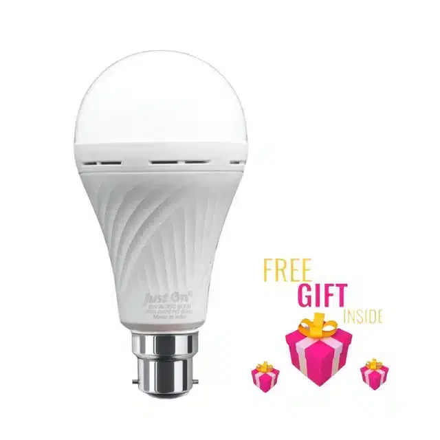 LAZYwindow 9 Watt Rechargeable LED Bulb with Free Gift, White, Pack of 2