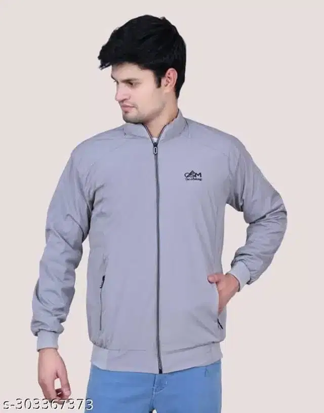Polyester Jacket for Men (Grey, M)
