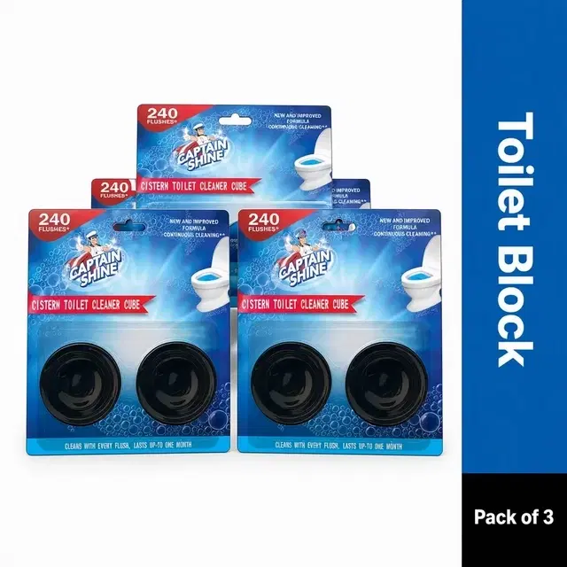 Captain Shine Disinfectant Cistern Flush Matic Toilet Block 3X100 g (Pack of 3)