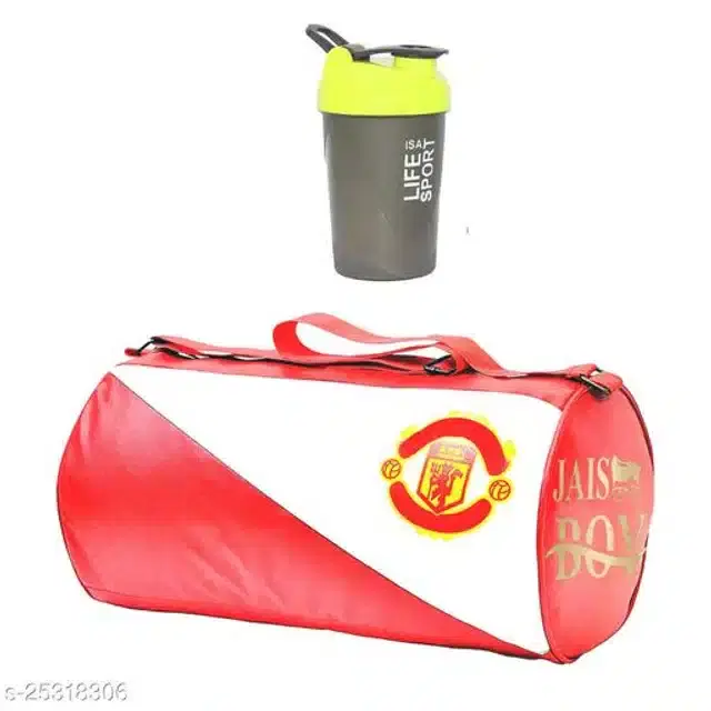 Combo of Gym Bag with Shaker Bottle, 600 ml, Multicolor, Set of 2