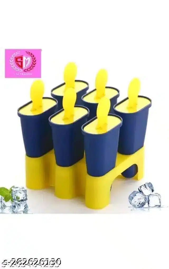 Plastic Ice Cream Moulds, Blue & Yellow, Set of 1