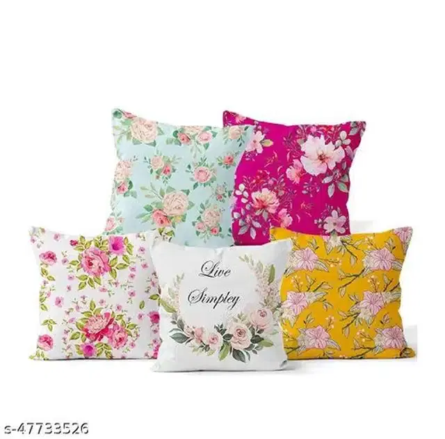 Cushion Cover for Home, Multicolor, 16x16 inches, Pack of 5