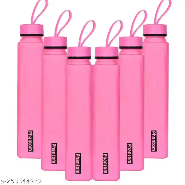 Plastic Water Bottles Set, Pack of 6, Pink, 1000 ml