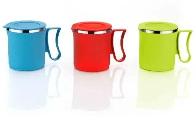 Stainless Steel Coffe Mug, Multicolour, Pack of 3 (300 ML)