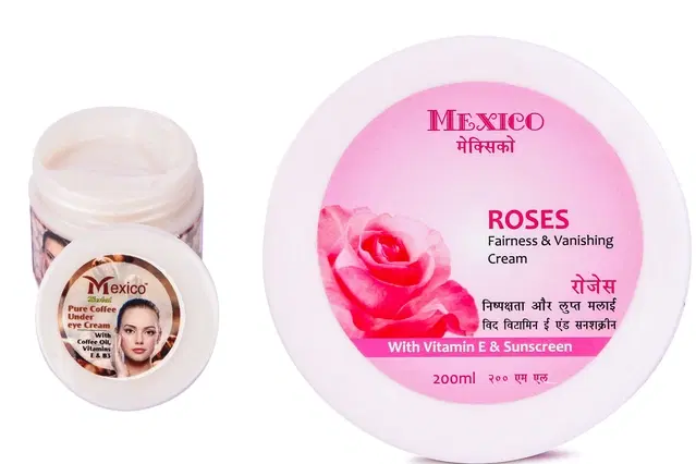 Maxico Herbs Rose Fairness Cream with Coffee Under Eye Cream, Pack of 2
