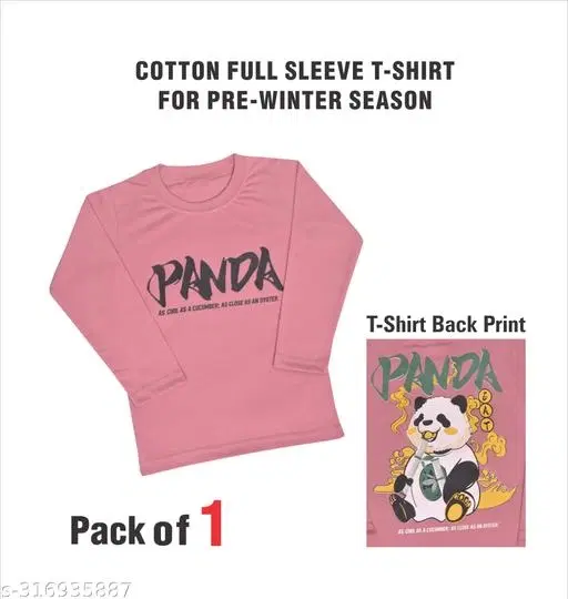 Round Neck Printed Long T-Shirt for Girls (lavender, 7-8 Years)