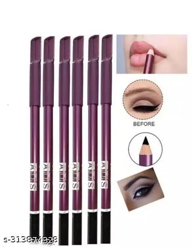 Eyebrow Pencil for Girls & Women, Black, Pack of 6
