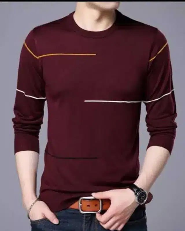 Full Sleeves Casual T-shirt for Men (Maroon, XXL)