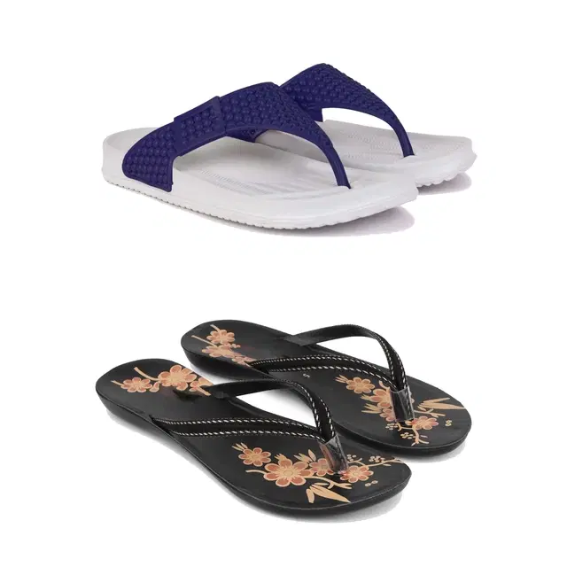 Slippers for Women, Pack of 2 (Multicolor, 6)