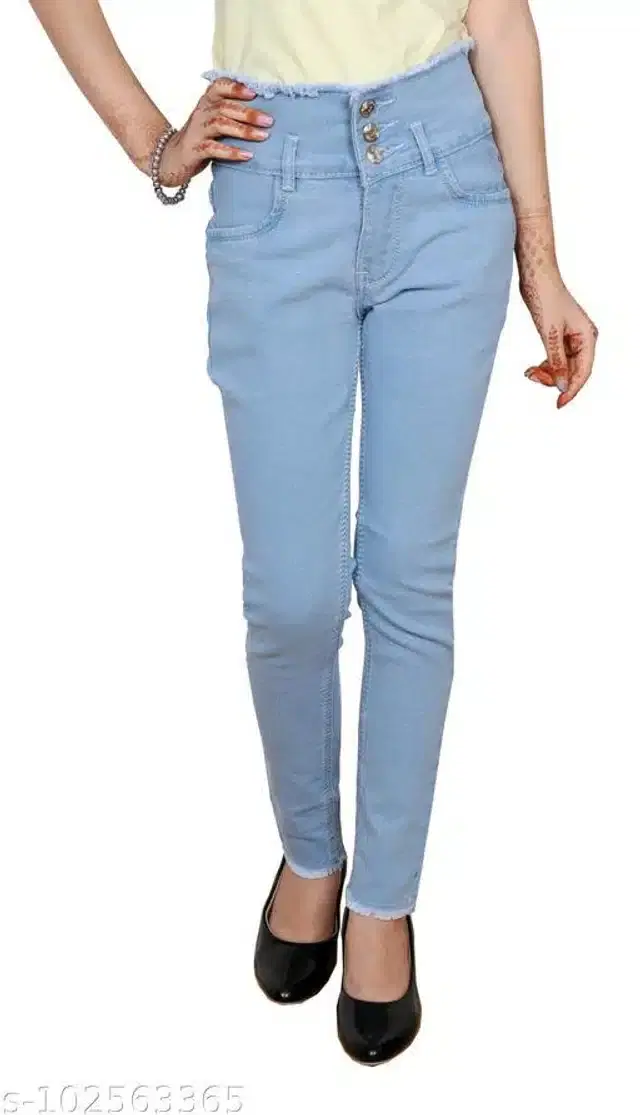 Denim Jeans for Girls (Sky Blue, 8-9 Years)