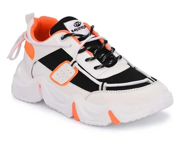 Anjrs Stylish Casual Mesh Shoes For Men (Orange, 9) (U104)