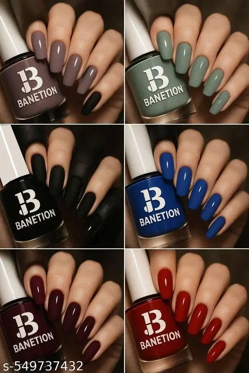 Banetion Matte Nail Polish, Multicolor, Pack of 6